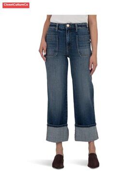 KUT from the Kloth Sienna High Rise Straight Leg Roll Up Jeans